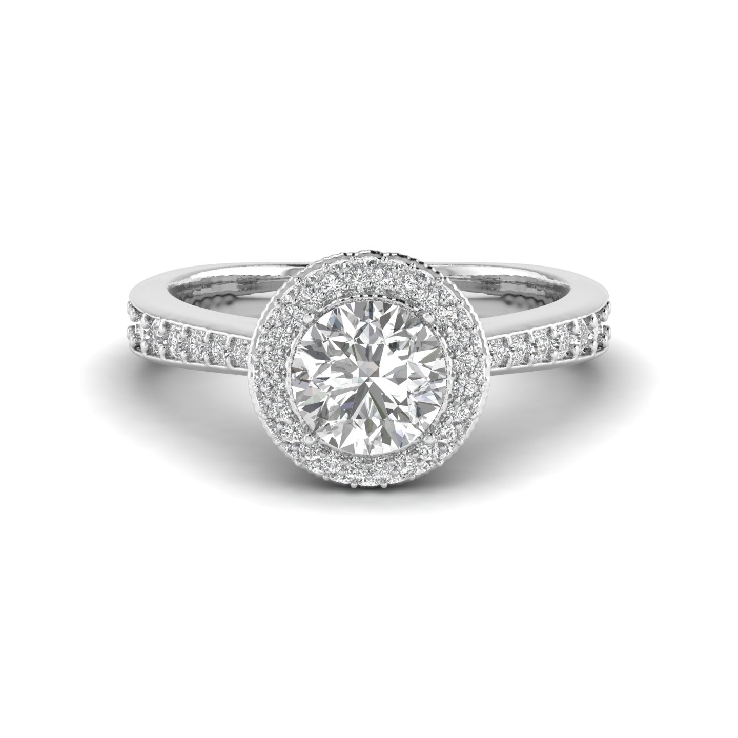 White Gold Studded 1.559 Carat Lab Grown Diamond Ring-F Color VS2 Clarity.